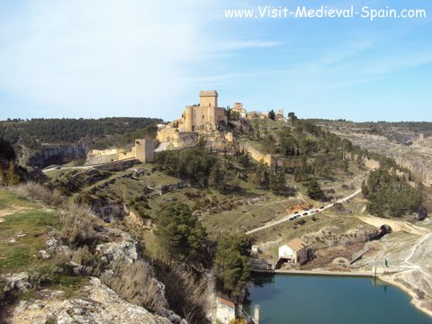 The medieval Castle and village of Alarcon and surrounding mountains, Spain