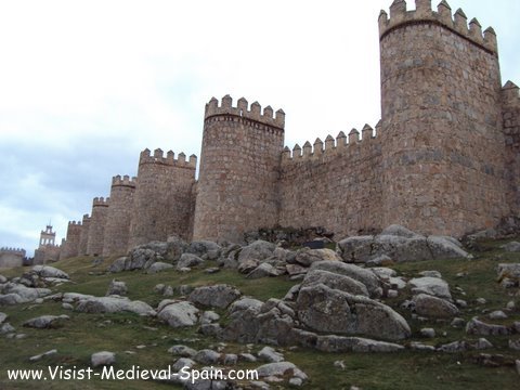Medieval Fortifeid Walls Surrounding Avila in Spain