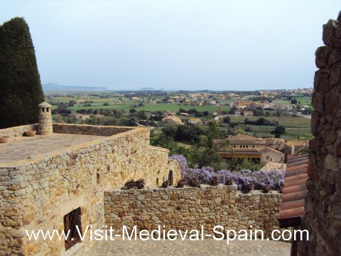 Distant views of the Costa Brava from Pals medieval village