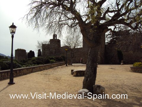 Medieval Stone walls surrounding the tiny village of Pals, Catalonia.