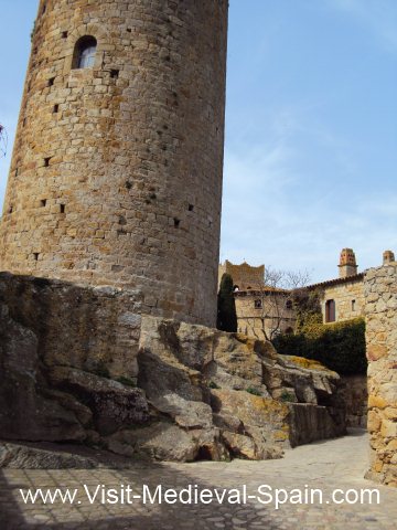 Imposing medieval stone watchtower Pals Northern Spain
